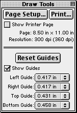 Printer controls in a draw tool floating window